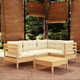 Garden furniture 5 pieces cream pine wood cushions by vidaXL, Garden sets - Ref: Foro24-3096376, Price: 389,06 €, Discount: %