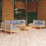 Garden furniture set 8 pieces and cushions solid pine wood by vidaXL, Garden sets - Ref: Foro24-3096225, Price: 639,87 €, Dis...