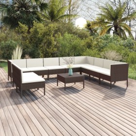 Gartenmöbel-Set 11-teilig und braune synthetische Rattankissen von vidaXL, Gartensets - Ref: Foro24-3094471, Preis: 784,37 €,...