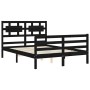 Bed frame with black solid wood headboard 120x200 cm by vidaXL, Beds and slatted bases - Ref: Foro24-3194440, Price: 163,57 €...