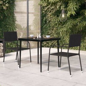 Black steel and glass garden dining table 80x80x74 cm by vidaXL, Garden tables - Ref: Foro24-318749, Price: 106,99 €, Discoun...