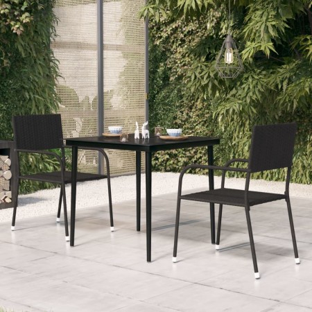 Mesa de comedor de jardín acero y vidrio negra 80x80x74 cm de vidaXL, Mesas de jardín - Ref: Foro24-318749, Precio: 106,71 €,...