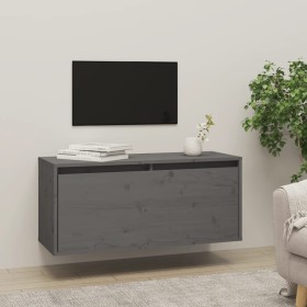 Gray solid pine wood wall cabinet 80x30x35 cm by vidaXL, Shelves and shelves - Ref: Foro24-813459, Price: 60,04 €, Discount: %