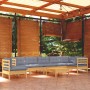 Juego de muebles de jardín 9 pzas y cojines madera maciza pino de vidaXL, Conjuntos de jardín - Ref: Foro24-3096736, Precio: ...