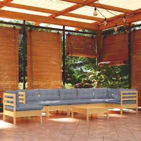 Garden furniture set 9 pieces and cushions solid pine wood by vidaXL, Garden sets - Ref: Foro24-3096736, Price: 678,74 €, Dis...