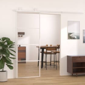 Puerta corredera ESG vidrio y aluminio 76x205 cm blanco de vidaXL, Puertas para el hogar - Ref: Foro24-151656, Precio: 165,99...