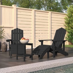 Adirondack Gartenstühle mit Fußstütze & Tisch HDPE anthrazit von vidaXL, Gartenstühle - Ref: Foro24-3095713, Preis: 335,99 €,...