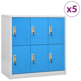 Locker cabinets 5 units light gray and blue steel 90x45x92.5 cm by vidaXL, Lockers and storage cabinets - Ref: Foro24-3095236...