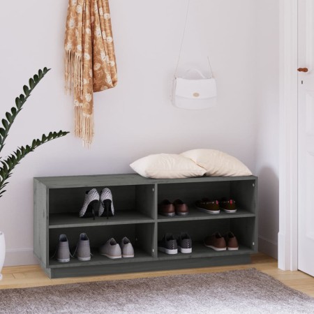 Shoe cabinet made of solid gray pine wood 110x34x45 cm by vidaXL, Shoe racks and shoe organizers - Ref: Foro24-813542, Price:...