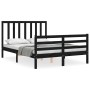 Bed frame with black solid wood headboard 120x200 cm by vidaXL, Beds and slatted bases - Ref: Foro24-3193790, Price: 157,41 €...