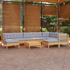 Juego de muebles de jardín 10 pzas y cojines madera maciza pino de vidaXL, Conjuntos de jardín - Ref: Foro24-3096712, Precio:...