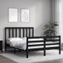 Bed frame with black solid wood headboard 120x200 cm by vidaXL, Beds and slatted bases - Ref: Foro24-3193790, Price: 157,41 €...