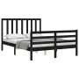 Bed frame with black solid wood headboard 120x200 cm by vidaXL, Beds and slatted bases - Ref: Foro24-3193790, Price: 157,41 €...