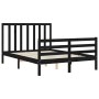 Bed frame with black solid wood headboard 120x200 cm by vidaXL, Beds and slatted bases - Ref: Foro24-3193790, Price: 157,41 €...