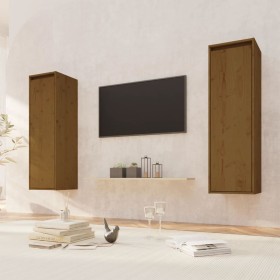 Wall cabinets 2 pcs honey brown pine wood 30x30x100 cm by vidaXL, Shelves and shelves - Ref: Foro24-813512, Price: 112,97 €, ...