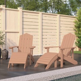 Adirondack garden chairs 2 pcs with footrest HDPE brown by vidaXL, Garden chairs - Ref: Foro24-3095698, Price: 319,15 €, Disc...