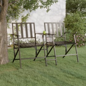 Folding garden bench for two people, 137 cm, black steel. by vidaXL, garden benches - Ref: Foro24-318820, Price: 148,99 €, Di...