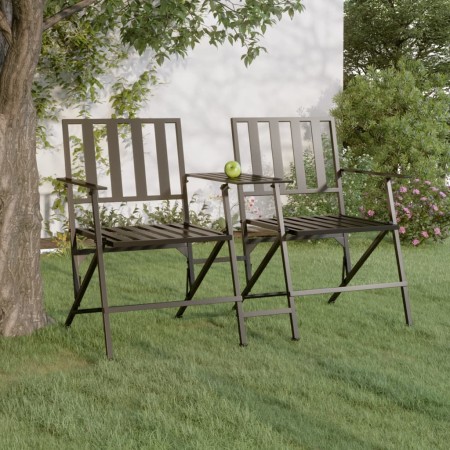 Folding garden bench for two people, 137 cm, black steel. by vidaXL, garden benches - Ref: Foro24-318820, Price: 151,88 €, Di...