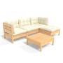 5-piece garden furniture set with cream pine wood cushions by vidaXL, Garden sets - Ref: Foro24-3096352, Price: 383,90 €, Dis...