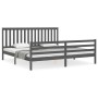 Gray solid wood bed frame with headboard 200x200 cm by vidaXL, Beds and slatted bases - Ref: Foro24-3194268, Price: 173,85 €,...