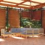 Juego de muebles de jardín 11 pzas y cojines madera maciza pino de vidaXL, Conjuntos de jardín - Ref: Foro24-3096760, Precio:...