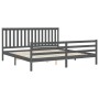 Gray solid wood bed frame with headboard 200x200 cm by vidaXL, Beds and slatted bases - Ref: Foro24-3194268, Price: 173,85 €,...