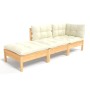 Garden furniture 3 pieces cushions solid cream pine wood by vidaXL, Garden sets - Ref: Foro24-3096280, Price: 237,03 €, Disco...