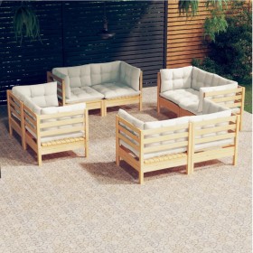 Garden furniture 8 pieces cream pine wood cushions by vidaXL, Garden sets - Ref: Foro24-3096058, Price: 644,86 €, Discount: %