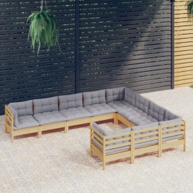 Garden furniture set 10 pieces and pine wood cushions by vidaXL, Garden sets - Ref: Foro24-3096994, Price: 794,99 €, Discount: %