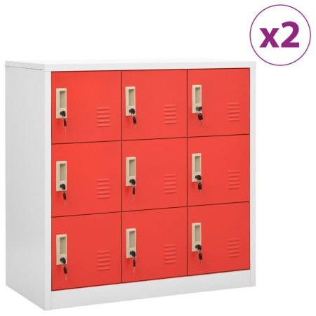 Locker cabinets 2 units of gray and red steel 90x45x92.5 cm by vidaXL, Lockers and storage cabinets - Ref: Foro24-3095241, Pr...