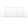 White solid wood bed frame with headboard 200x200 cm by vidaXL, Beds and slatted bases - Ref: Foro24-3194267, Price: 160,99 €...