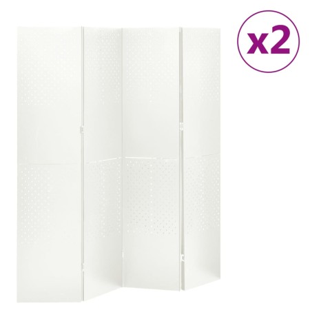 Biombos divisores de 4 paneles 2 uds blanco acero 160x180 cm de vidaXL, Divisores de ambientes - Ref: Foro24-3095194, Precio:...