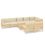 Garden furniture 9 pieces and cushions solid cream pine wood by vidaXL, Garden sets - Ref: Foro24-3096460, Price: 653,75 €, D...