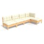 Garden furniture 5 pieces cream pine wood cushions by vidaXL, Garden sets - Ref: Foro24-3096334, Price: 370,34 €, Discount: %