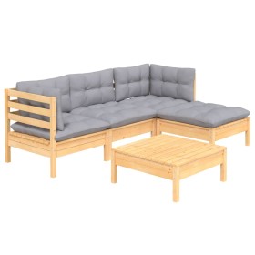 5-piece garden furniture set with pine wood cushions by vidaXL, Garden sets - Ref: Foro24-3096351, Price: 372,90 €, Discount: %