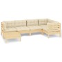 Garden furniture 6 pieces and cushions solid cream pine wood by vidaXL, Garden sets - Ref: Foro24-3096538, Price: 483,65 €, D...