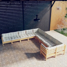 Gartenmöbel 10 Stück und Kissen aus cremefarbenem Kiefernholz von vidaXL, Gartensets - Ref: Foro24-3097007, Preis: 774,00 €, ...