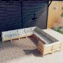 Gartenmöbel 10 Stück und Kissen aus cremefarbenem Kiefernholz von vidaXL, Gartensets - Ref: Foro24-3097007, Preis: 774,69 €, ...