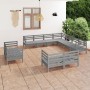 Juego de muebles de jardín 11 piezas madera maciza de pino gris de vidaXL, Conjuntos de jardín - Ref: Foro24-3083216, Precio:...