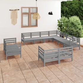 11-piece solid pine wood garden furniture set in gray. by vidaXL, Garden sets - Ref: Foro24-3083216, Price: 643,99 €, Discoun...