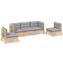 5-piece garden furniture set with solid pine wood cushions by vidaXL, Garden sets - Ref: Foro24-3096183, Price: 415,70 €, Dis...