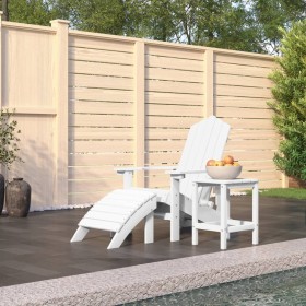 Adirondack Garden Chair with Footrest and Table HDPE White by vidaXL, Garden chairs - Ref: Foro24-3095708, Price: 182,99 €, D...