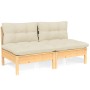 2-seater garden sofa with solid pine wood frame and cream cushions by vidaXL, Outdoor sofas - Ref: Foro24-3095992, Price: 144...