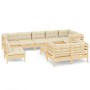 Garden furniture 10 pieces and solid pine wood cream cushions by vidaXL, Garden sets - Ref: Foro24-3096532, Price: 815,90 €, ...