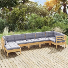 Garden furniture set 7 pieces and cushions solid pine wood by vidaXL, Garden sets - Ref: Foro24-3096549, Price: 525,07 €, Dis...