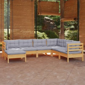 Garden furniture set 7 pieces and cushions solid pine wood by vidaXL, Garden sets - Ref: Foro24-3096561, Price: 510,99 €, Dis...