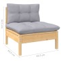 3-Sitzer Gartensofa mit Kissen Kiefer massiv grau Holz von vidaXL, Outdoor-Sofas - Ref: Foro24-3096075, Preis: 257,55 €, Raba...