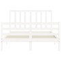 White solid wood bed frame with headboard 140x190 cm by vidaXL, Beds and slatted bases - Ref: Foro24-3193837, Price: 128,28 €...