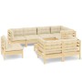 Garden furniture 9 pieces and cushions solid cream pine wood by vidaXL, Garden sets - Ref: Foro24-3096520, Price: 676,43 €, D...