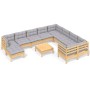 Garden furniture set 11 pieces and pine wood cushions by vidaXL, Garden sets - Ref: Foro24-3097036, Price: 864,10 €, Discount: %